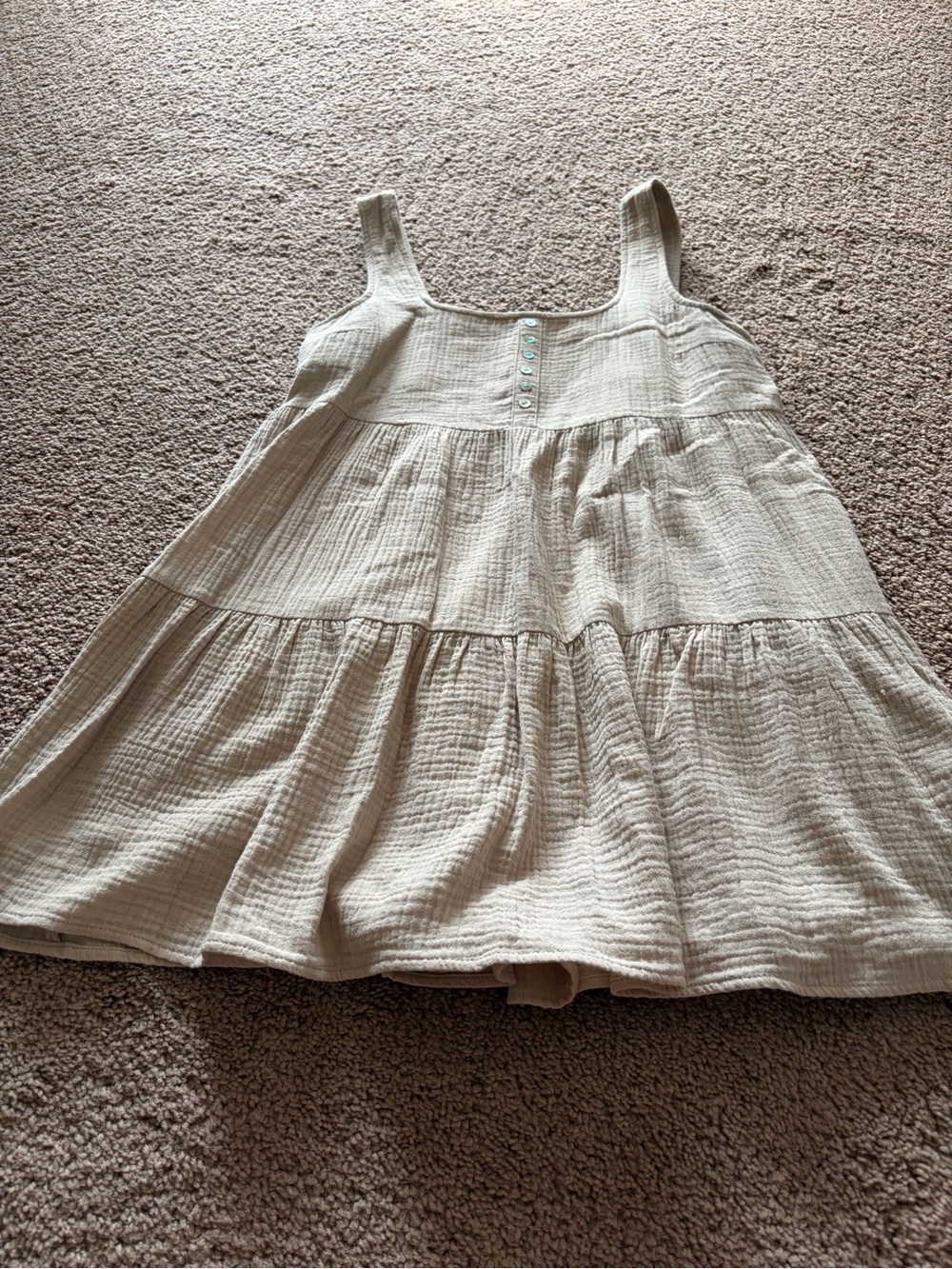 Tan Gauze Tiered Sundress